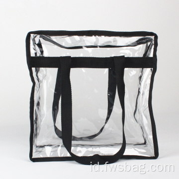 Tote Tote Bag Clear Vinyl PVC dengan tali bahu yang panjang